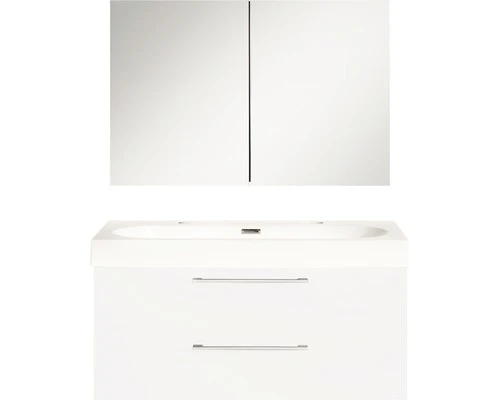 Badkamermeubelset Somero 100 Cm Inclusief Spiegelkast Wit Hoogglans 3 Badkamermeubelset Somero 100 Cm Inclusief Spiegelkast Wit Hoogglans