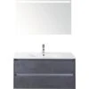 Badkamermeubelset Dante 100 Cm Keramische Wastafel Incl. Spiegel Met Verlichting Beton Antraciet