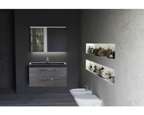 Badkamermeubelset Seville 60 Cm Natuurstenen Wastafel Incl. Spiegel Beton Antraciet 6 Badkamermeubelset Seville 60 Cm Natuurstenen Wastafel Incl. Spiegel Beton Antraciet - Afbeelding 4