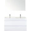 Badkamermeubelset Maxx XL 120 Cm Dubbele Wastafel 2 Kraangaten Incl. Spiegel Wit Hoogglans