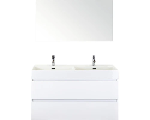 Badkamermeubelset Maxx XL 120 Cm Dubbele Wastafel 2 Kraangaten Incl. Spiegel Wit Hoogglans 3 Badkamermeubelset Maxx XL 120 Cm Dubbele Wastafel 2 Kraangaten Incl. Spiegel Wit Hoogglans