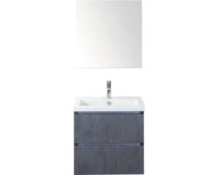Badkamermeubelset Vogue 60 Cm Incl. Spiegelkast Dubbelzijdig Gespiegeld Beton Antraciet