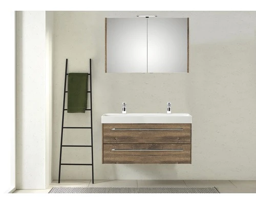 PELIPAL Badkamermeubelset Milano 100 Cm Incl. Spiegelkast Met Verlichting Ribbeck Eiken 4 PELIPAL Badkamermeubelset Milano 100 Cm Incl. Spiegelkast Met Verlichting Ribbeck Eiken - Afbeelding 2