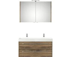 PELIPAL Badkamermeubelset Milano 100 Cm Incl. Spiegelkast Met Verlichting Ribbeck Eiken