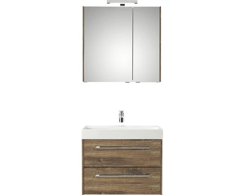 PELIPAL Badkamermeubelset Milano 70 Cm Incl. Spiegelkast Met Verlichting Ribbeck Eiken 3 PELIPAL Badkamermeubelset Milano 70 Cm Incl. Spiegelkast Met Verlichting Ribbeck Eiken