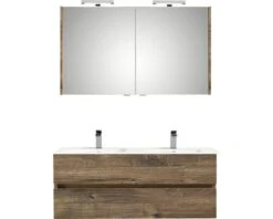 PELIPAL Badkamermeubelset Napoli 120 Cm Incl. Spiegelkast Met Verlichting Ribbeck Eiken