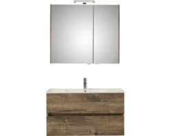 PELIPAL Badkamermeubelset Napoli 90 Cm Incl. Spiegelkast Met Verlichting Ribbeck Eiken