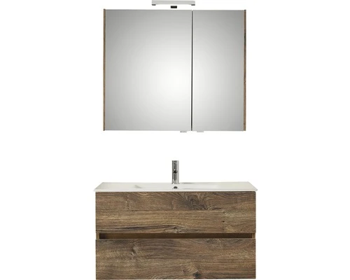 PELIPAL Badkamermeubelset Napoli 90 Cm Incl. Spiegelkast Met Verlichting Ribbeck Eiken 3 PELIPAL Badkamermeubelset Napoli 90 Cm Incl. Spiegelkast Met Verlichting Ribbeck Eiken