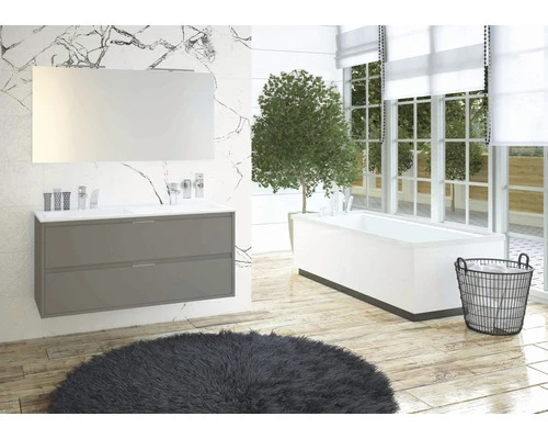 Badkamermeubelset Porto 120 Cm 4 Laden Keramische Wastafel Incl. Spiegel Cubanit Grey 6 Badkamermeubelset Porto 120 Cm 4 Laden Keramische Wastafel Incl. Spiegel Cubanit Grey - Afbeelding 4