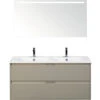 Badkamermeubelset Porto 120 Cm 2 Laden Keramische Wastafel Incl. Spiegel Met Verlichting Kiezelgrijs
