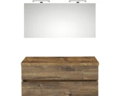 PELIPAL Badkamermeubelset Napoli 120 Cm Incl. Spiegel Met Verlichting En Bovenblad Ribbeck Eiken