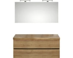 PELIPAL Badkamermeubelset Napoli 120 Cm Incl. Spiegel Met Verlichting En Bovenblad Riviera Eiken