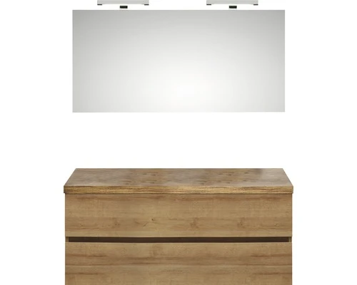 PELIPAL Badkamermeubelset Napoli 120 Cm Incl. Spiegel Met Verlichting En Bovenblad Riviera Eiken 3 PELIPAL Badkamermeubelset Napoli 120 Cm Incl. Spiegel Met Verlichting En Bovenblad Riviera Eiken