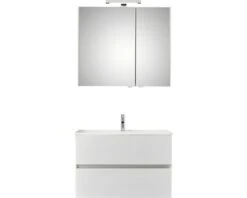 PELIPAL Badkamermeubelset Cavallino Greeploos 75 Cm Incl. Spiegelkast Met Verlichting Wit Hoogglans