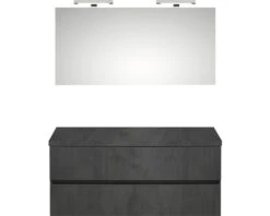 PELIPAL Badkamermeubelset Napoli 120 Cm Incl. Spiegel Met Verlichting En Bovenblad Oxid Donkergrijs