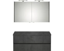 PELIPAL Badkamermeubelset Napoli 120 Cm Incl. Spiegelkast En Bovenblad Oxid Donkergrijs