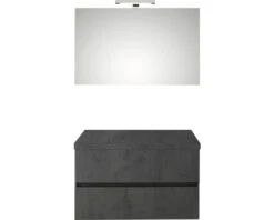PELIPAL Badkamermeubelset Napoli 90 Cm Incl. Spiegel Met Verlichting En Bovenblad Oxid Donkergrijs