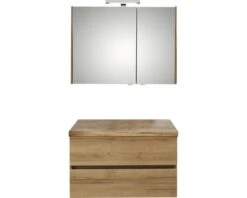 PELIPAL Badkamermeubelset Napoli 90 Cm Incl. Spiegelkast En Bovenblad Riviera Eiken