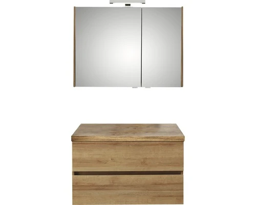 PELIPAL Badkamermeubelset Napoli 90 Cm Incl. Spiegelkast En Bovenblad Riviera Eiken 3 PELIPAL Badkamermeubelset Napoli 90 Cm Incl. Spiegelkast En Bovenblad Riviera Eiken
