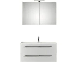 PELIPAL Badkamermeubelset Cavallino 100 Cm Incl. Spiegelkast Met Verlichting Wit Hoogglans