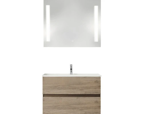 PELIPAL Badkamermeubelset Cavallino Greeploos 75 Cm Incl. Spiegel Met Verlichting Sanremo Eiken 3 PELIPAL Badkamermeubelset Cavallino Greeploos 75 Cm Incl. Spiegel Met Verlichting Sanremo Eiken