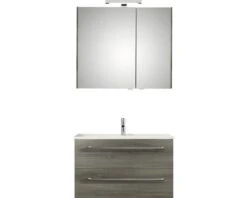 PELIPAL Badkamermeubelset Cavallino 75 Cm Incl. Spiegelkast Met Verlichting Grafiet Structuur