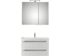 PELIPAL Badkamermeubelset Cavallino 75 Cm Incl. Spiegelkast Met Verlichting Wit Hoogglans