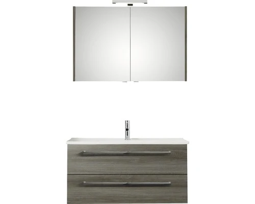 PELIPAL Badkamermeubelset Cavallino 100 Cm Incl. Spiegelkast Met Verlichting Grafiet Structuur 3 PELIPAL Badkamermeubelset Cavallino 100 Cm Incl. Spiegelkast Met Verlichting Grafiet Structuur