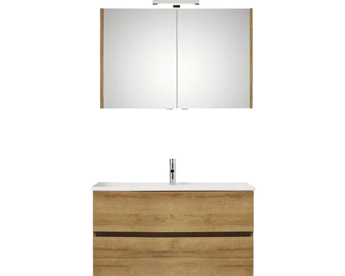 PELIPAL Badkamermeubelset Cavallino Greeploos 100 Cm Incl. Spiegelkast Met Verlichting Riviera Eiken 3 PELIPAL Badkamermeubelset Cavallino Greeploos 100 Cm Incl. Spiegelkast Met Verlichting Riviera Eiken