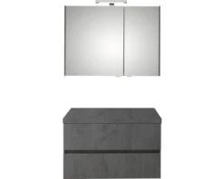 PELIPAL Badkamermeubelset Napoli 90 Cm Incl. Spiegelkast En Bovenblad Oxid Donkergrijs