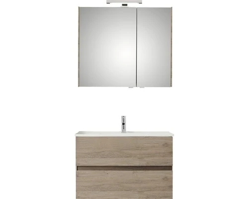 PELIPAL Badkamermeubelset Cavallino Greeploos 75 Cm Incl. Spiegelkast Met Verlichting Sanremo Eiken 3 PELIPAL Badkamermeubelset Cavallino Greeploos 75 Cm Incl. Spiegelkast Met Verlichting Sanremo Eiken