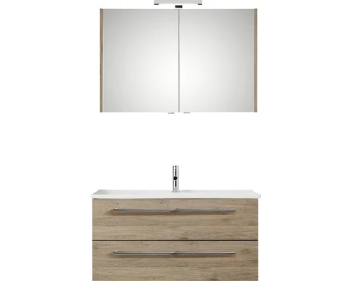 PELIPAL Badkamermeubelset Cavallino 100 Cm Incl. Spiegelkast Met Verlichting Sanremo Eiken 3 PELIPAL Badkamermeubelset Cavallino 100 Cm Incl. Spiegelkast Met Verlichting Sanremo Eiken