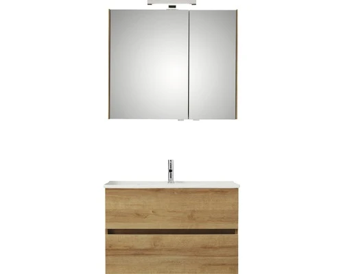 PELIPAL Badkamermeubelset Cavallino Greeploos 75 Cm Incl. Spiegelkast Met Verlichting Riviera Eiken 3 PELIPAL Badkamermeubelset Cavallino Greeploos 75 Cm Incl. Spiegelkast Met Verlichting Riviera Eiken