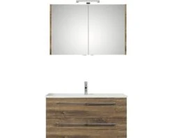 PELIPAL Badkamermeubelset Cavallino 100 Cm Incl. Spiegelkast Met Verlichting Ribbeck Eiken