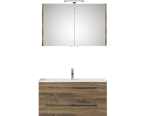 PELIPAL Badkamermeubelset Cavallino 100 Cm Incl. Spiegelkast Met Verlichting Ribbeck Eiken 3 PELIPAL Badkamermeubelset Cavallino 100 Cm Incl. Spiegelkast Met Verlichting Ribbeck Eiken