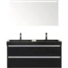 Badkamermeubelset Dante 120 Cm Natuurstenen Wastafel Incl. Spiegel Met Verlichting Black Oak