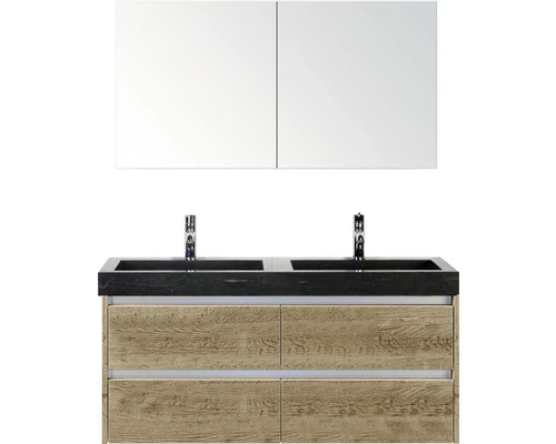 Badkamermeubelset Dante 120 Cm Natuurstenen Wastafel 2 Kraangaten Incl. Spiegelkast Natuur Eiken 3 Badkamermeubelset Dante 120 Cm Natuurstenen Wastafel 2 Kraangaten Incl. Spiegelkast Natuur Eiken