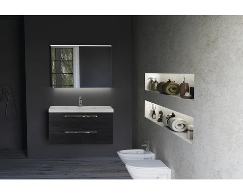 Badkamermeubelset Seville 60 Cm Natuurstenen Wastafel Incl. Spiegelkast Black Oak 6 Badkamermeubelset Seville 60 Cm Natuurstenen Wastafel Incl. Spiegelkast Black Oak - Afbeelding 4