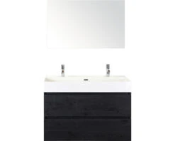 Badkamermeubelset Maxx XL 100 Cm 2 Kraangaten Incl. Spiegel Beton Antraciet