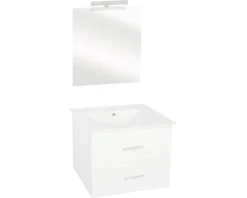 Badkamermeubelset Luka 60 Cm Incl. Spiegel Met Verlichting Wit Hoogglans