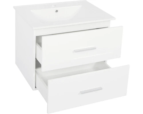 Badkamermeubelset Luka 60 Cm Incl. Spiegel Met Verlichting Wit Hoogglans 4 Badkamermeubelset Luka 60 Cm Incl. Spiegel Met Verlichting Wit Hoogglans - Afbeelding 2