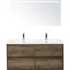 Badkamermeubelset Porto 120 Cm 4 Laden Keramische Wastafel Incl. Spiegel Met Verlichting Tabacco