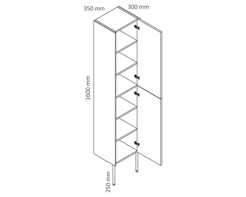 DIFFERNZ Hoge Kast Legs 185x30 Cm Groen 4 DIFFERNZ Hoge Kast Legs 185x30 Cm Groen - Afbeelding 2