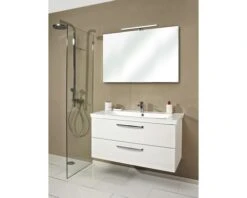 PELIPAL Badkamermeubelset Kumba 110 Cm Incl. Spiegel Met Verlichting Wit Hoogglans