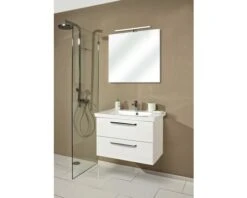 PELIPAL Badkamermeubelset Kumba 80 Cm Incl. Spiegel Met Verlichting Wit Hoogglans