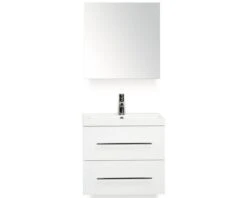 Badkamermeubelset Straight 60 Cm Incl. Spiegelkast Wit Hoogglans