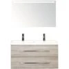 Badkamermeubelset Straight 100 Cm 2 Kraangaten Incl. Spiegel Met Verlichting Grijs Eiken 2 Badkamermeubelset Straight 100 Cm 2 Kraangaten Incl. Spiegel Met Verlichting Grijs Eiken -HORNBACH shop DV 8 5936950 01 4c NL 20160113213702