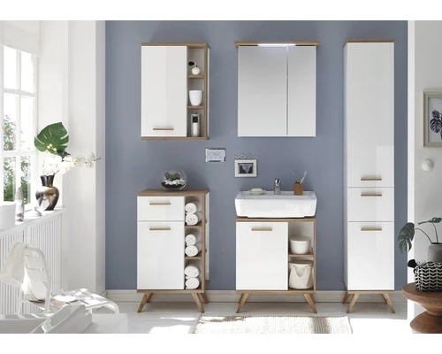 PELIPAL Spiegelkast Noventa Met LED Verlichting 60 Cm Wit Hoogglans 4 PELIPAL Spiegelkast Noventa Met LED Verlichting 60 Cm Wit Hoogglans - Afbeelding 2