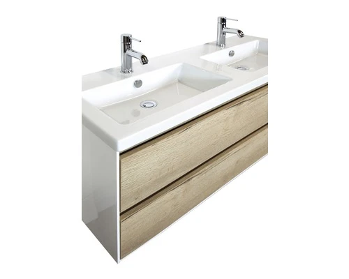Badkamermeubelset Evora 120 Cm Dubbele Wastafel Incl. Spiegelkast Natuur Eiken 5 Badkamermeubelset Evora 120 Cm Dubbele Wastafel Incl. Spiegelkast Natuur Eiken - Afbeelding 3
