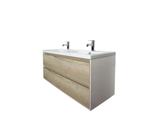 Badkamermeubelset Evora 120 Cm Dubbele Wastafel Incl. Spiegelkast Natuur Eiken 6 Badkamermeubelset Evora 120 Cm Dubbele Wastafel Incl. Spiegelkast Natuur Eiken - Afbeelding 4